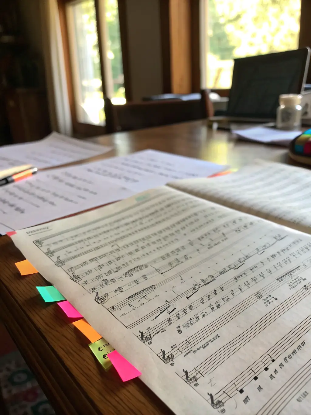 An image showcasing a collection of sheet music and songbooks featuring traditional Benevent songs and melodies.